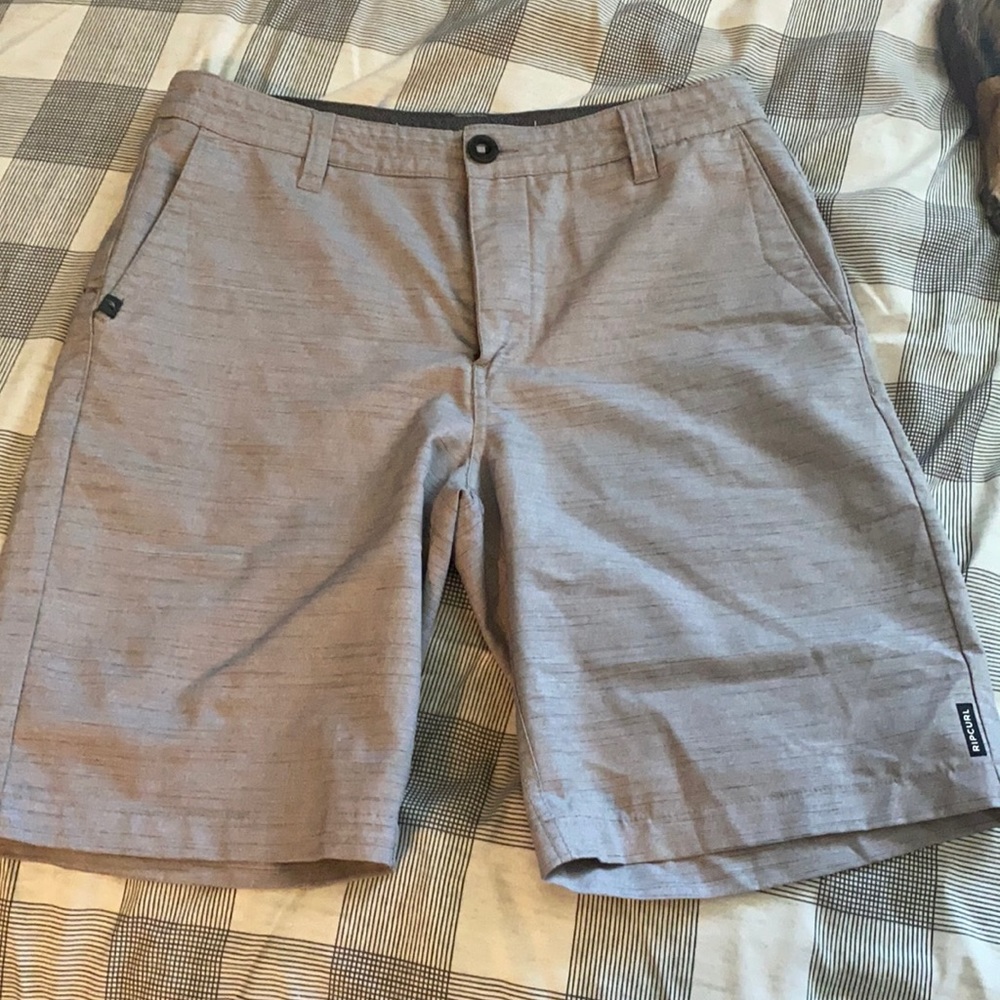 Gray shorts with black lines